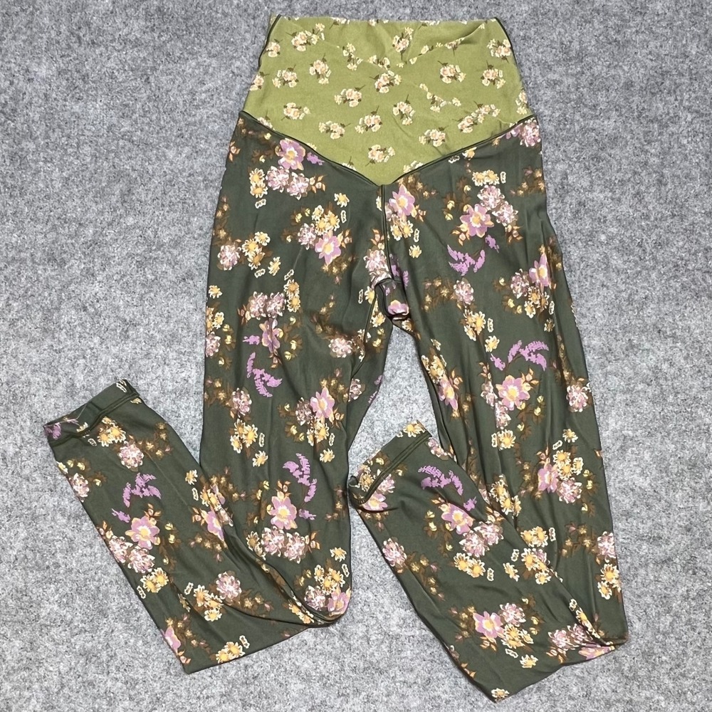 OFFLINE by Aerie Real Me Floral High Rise Crossover 7/8 Leggings Green Youth S